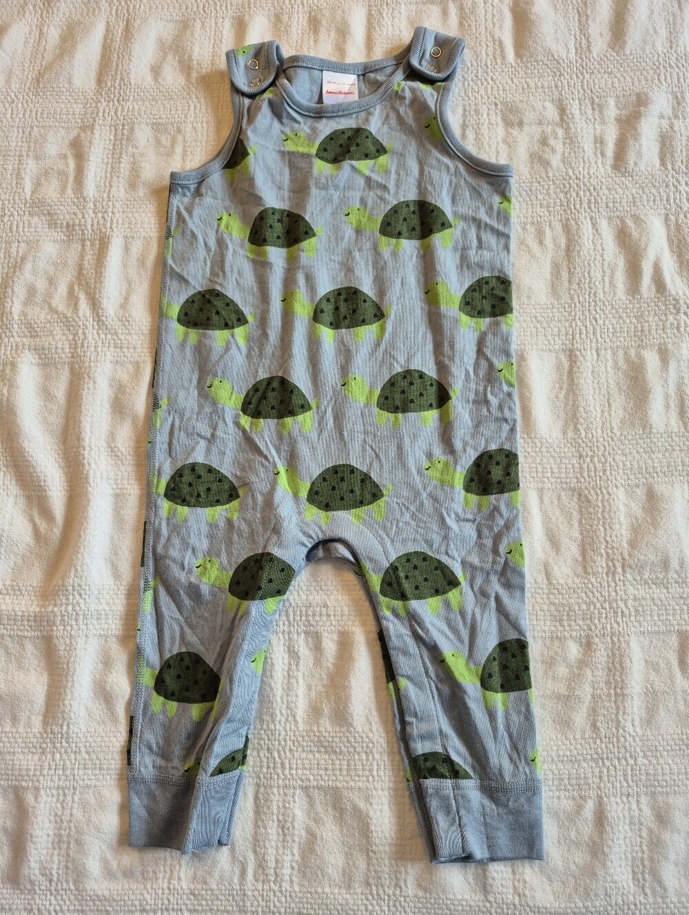 Hanna Andersson size 80 or 18-24 months blue friendly turtle overall EUC